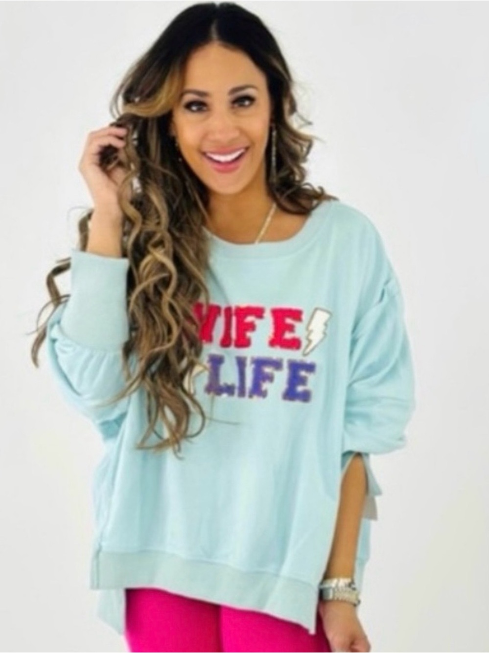 NWT Fantastic Fawn Wife Life Graphic Sweatshirt - Light Blue|Size3Small
